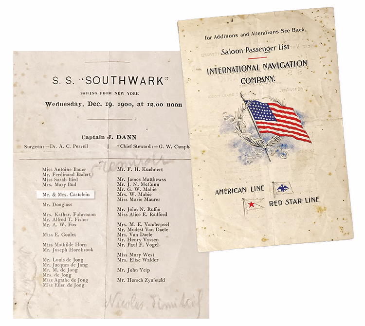 Page dactylographiée présentant la liste des passagers du paquebot le Southwark.