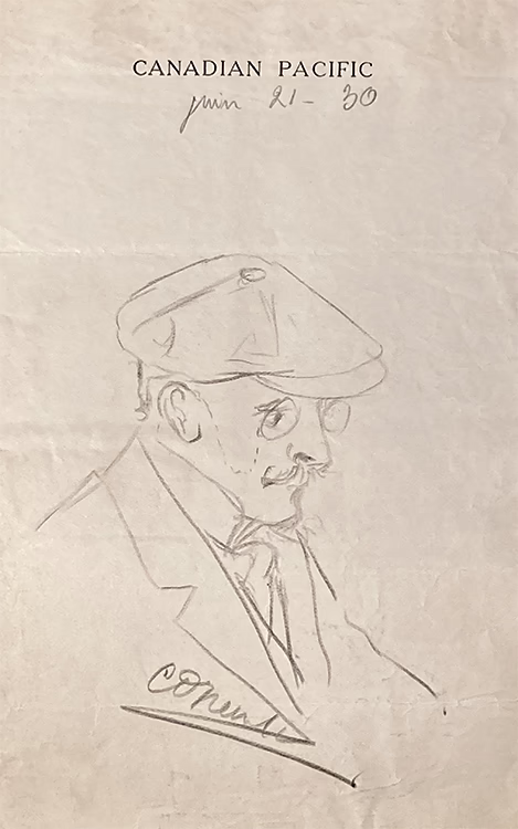 Dessin simple représentant le profil d’André Castelein en 1930.