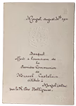 Carton portant l’invitation manuscrite à la communion de Marcel Castelein en 1911.