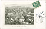 Carte postale représentant le village de Saint-Césaire vers 1905, avec un timbre en coin.