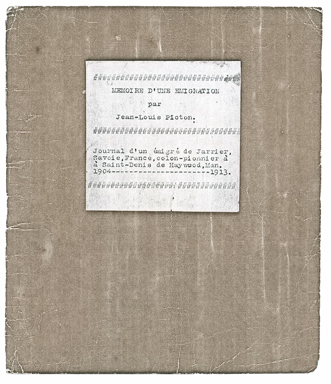 Numérisation de la page couverture du livre intitulé Mémoire d’une émigration, écrit par Jean-Louis Picton.