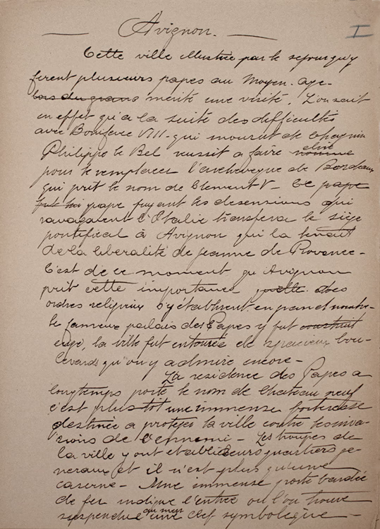 Extrait du journal de Camille Pouliot intitulé Avignon en 1894