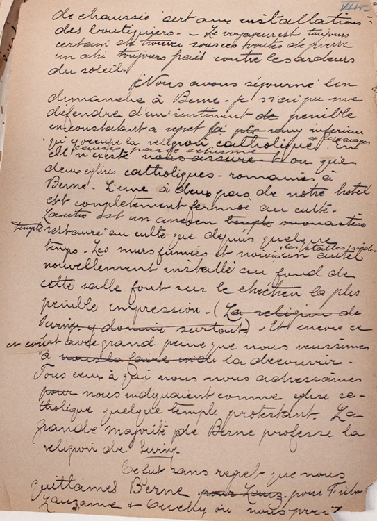 Extrait du journal de Camille Pouliot intitulé Berne en 1894