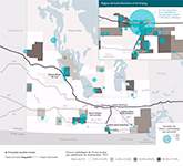 Carte du portrait des populations francophones du Manitoba entre 1920 et 1925
