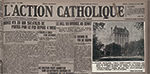 Page du journal français L'Action Catholique, datée du 12 juin 1925, avec une publicité de la Liaison Française représentant l’Hôtel Fort Gary à Winnipeg.
