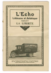 Page titre de L’Écho littéraire et artistique, représentant un camion dont la boîte porte l’inscription «La Liberté».