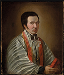 Peinture de l'abbé Alexis Mailloux, représentant un homme en robe de prêtre, réalisée entre 1829 et 1833.