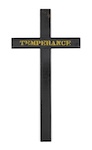 Croix noire avec le mot tempérance inscrit.